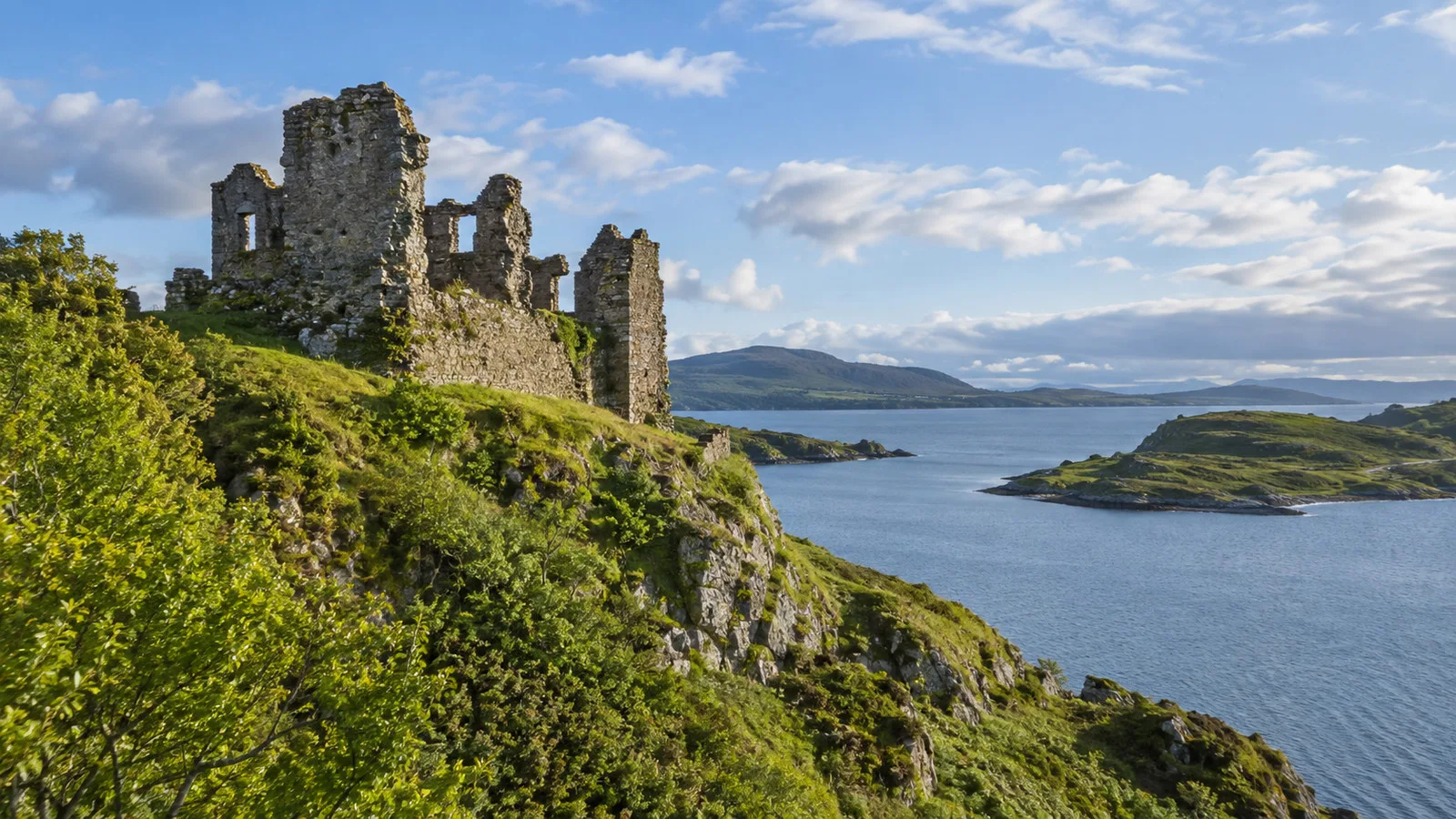 Stone ruins of Dunollie Castle near Oban