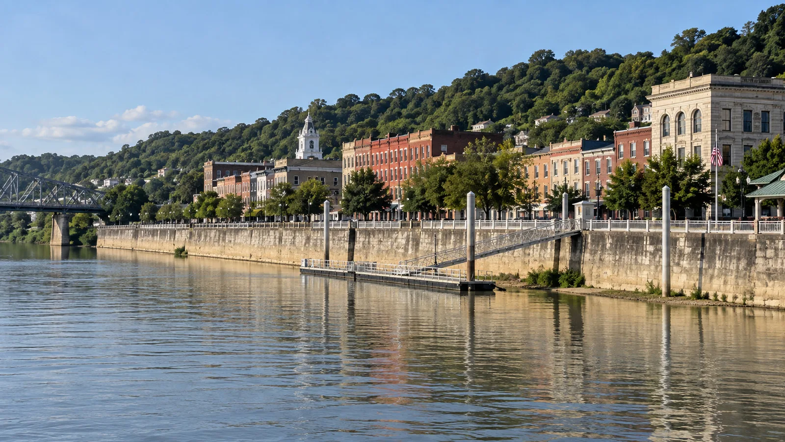 Maysville limestone landing and floodwall