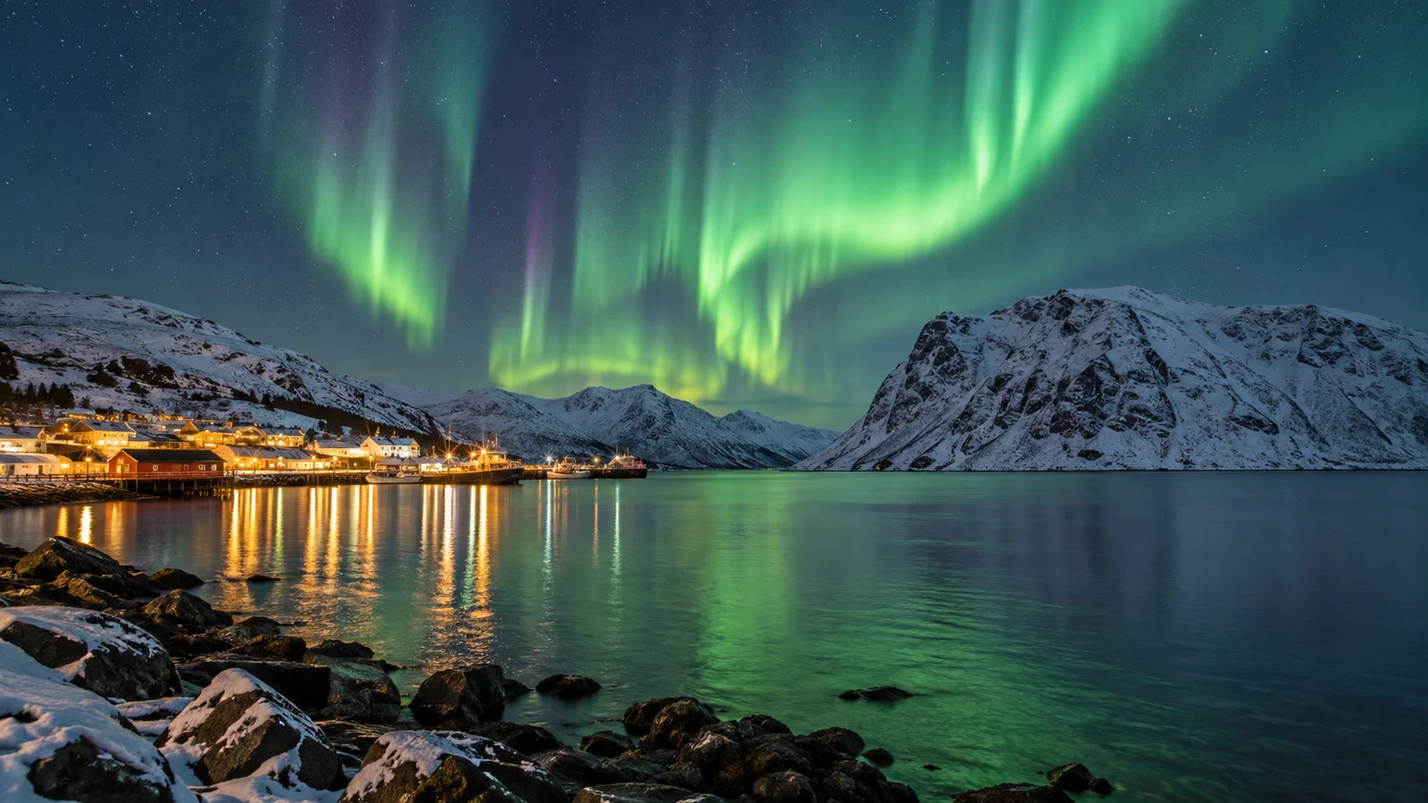 Northern lights and midnight sun