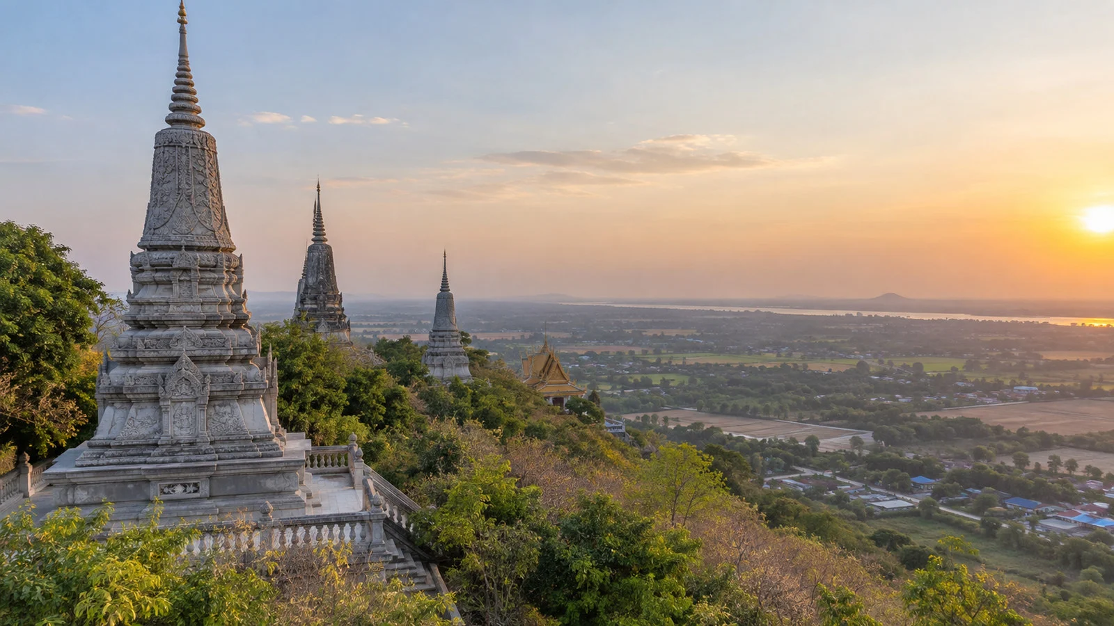 Oudong hilltop stupas in Cambodia