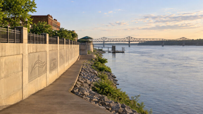 Port of Paducah flood wall beside the Ohio River