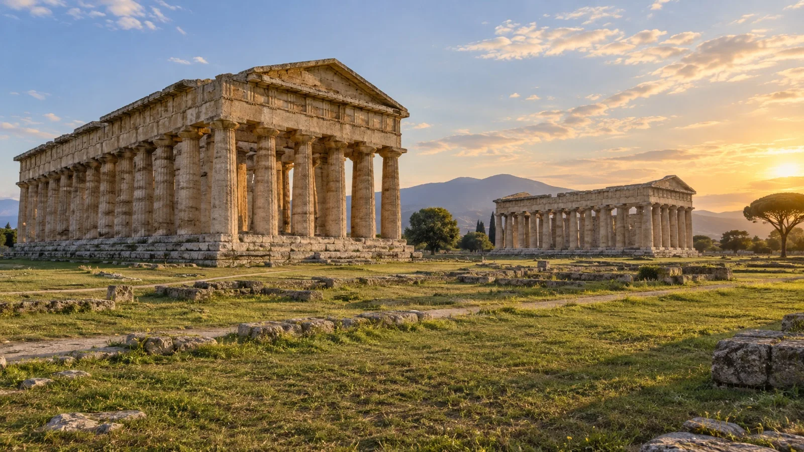 Ancient Greek temples at Paestum in Campania