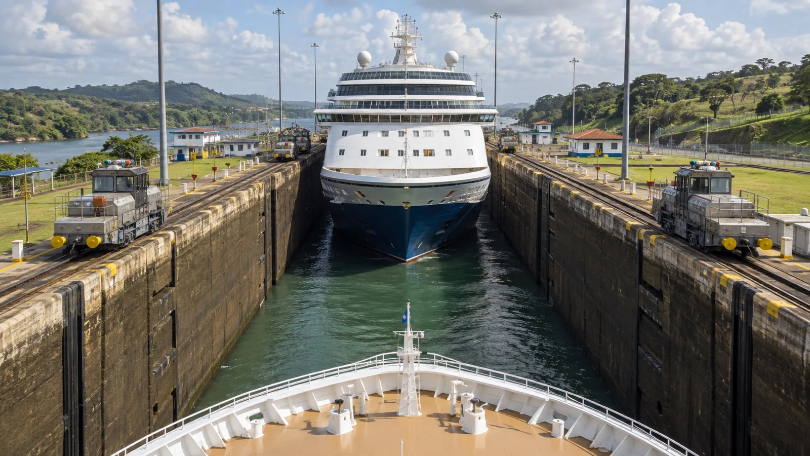 Cruise ship in original Panama Canal locks