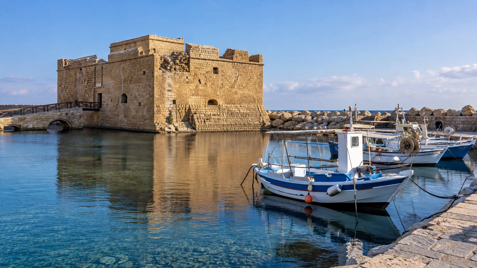 Paphos harbor and medieval castle in Cyprus