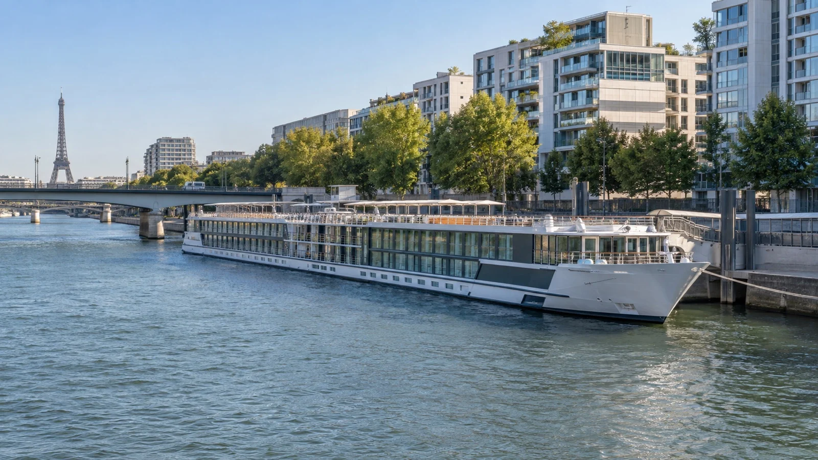River cruise ship at Port de Javel Bas in Paris
