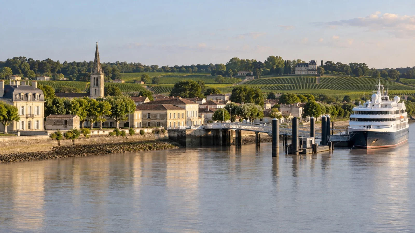 Pauillac waterfront on the Gironde estuary near Médoc vineyards