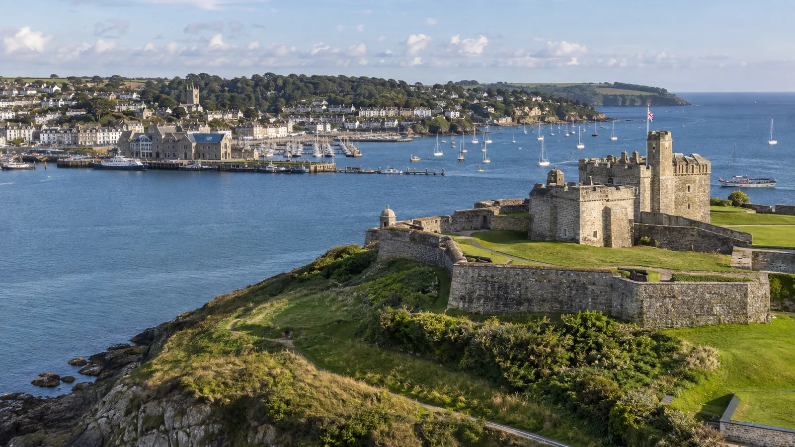 Stone Pendennis Castle overlooking Falmouth harbor