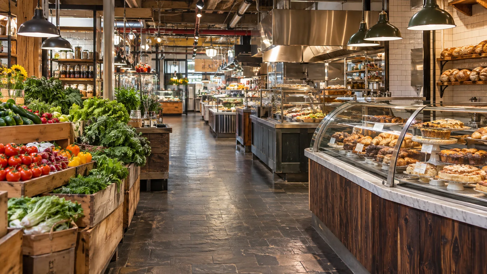 Reading Terminal Market food stalls without people