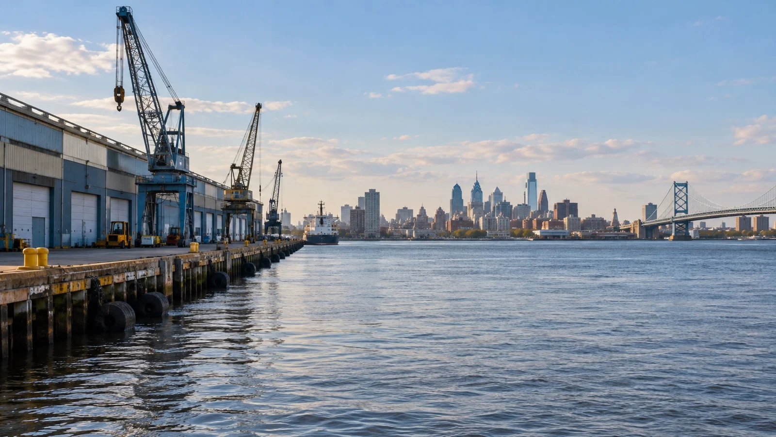 Delaware River waterfront near the Philadelphia cruise terminal