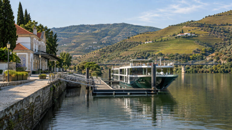 Douro river cruise quay in Pinhão