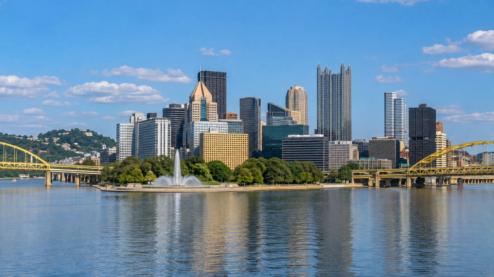 Pittsburgh skyline viewed across the rivers