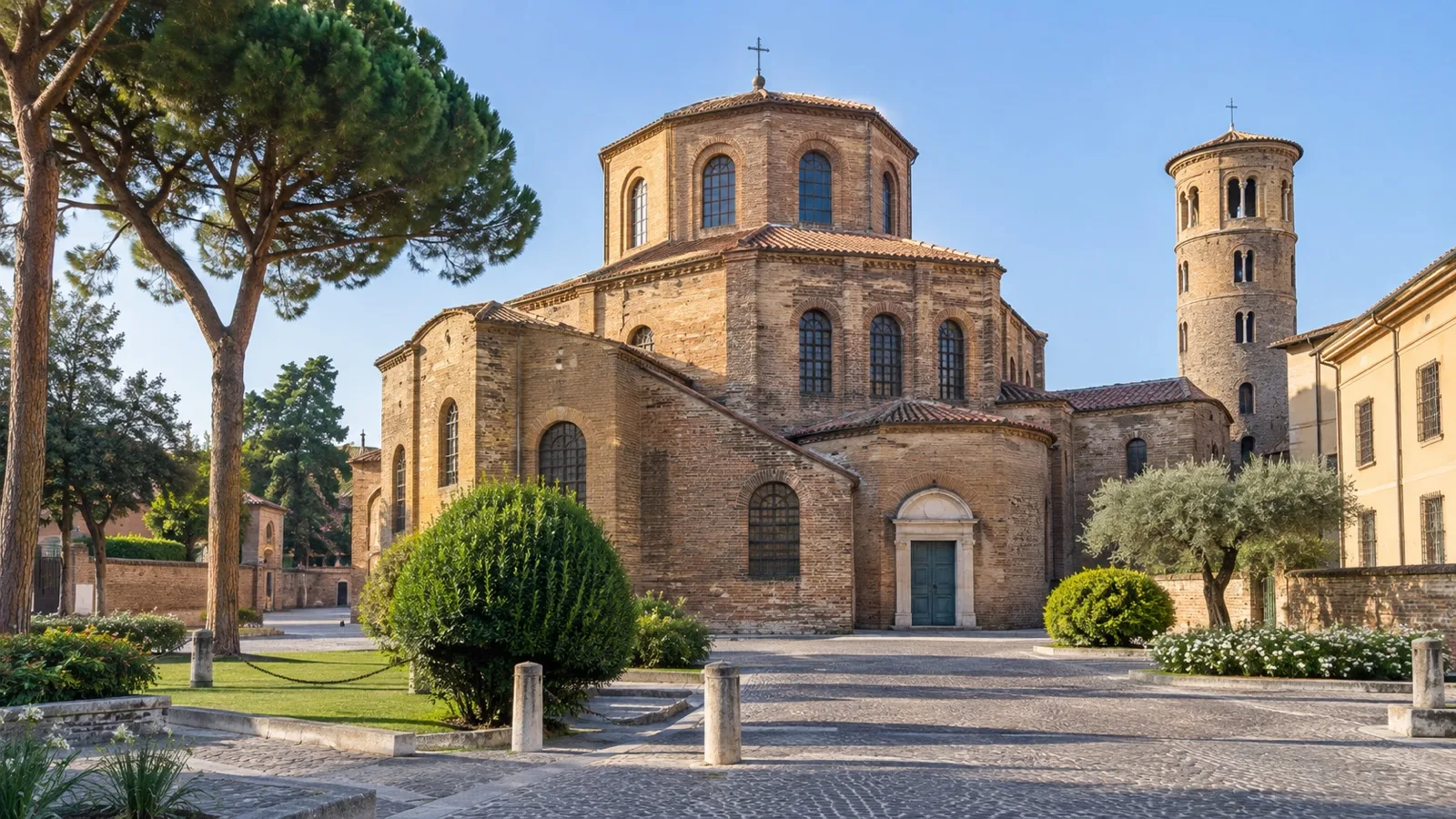 Historic Ravenna basilica exterior on a Po River cruise excursion
