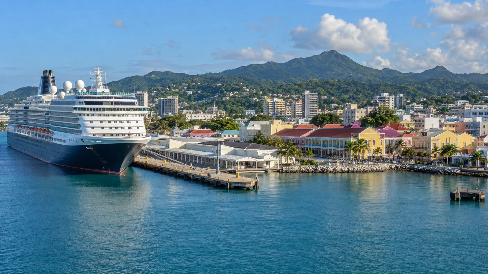 Cruise ship at Pointe-à-Pitre harbor in Guadeloupe