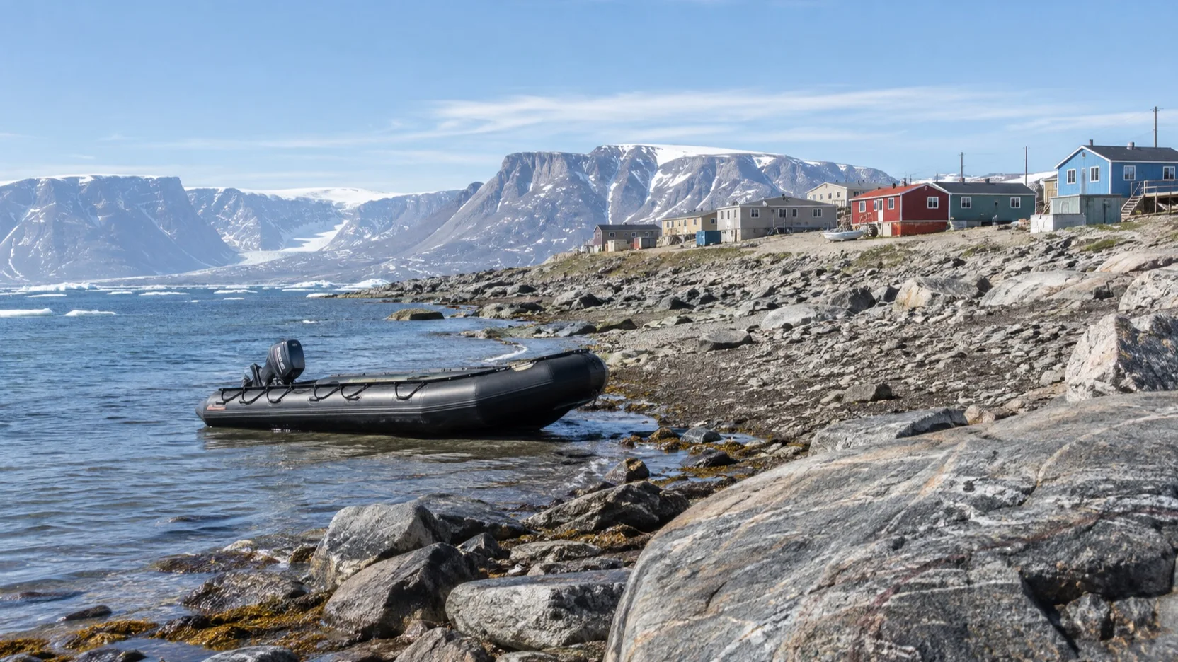 Expedition tender at Pond Inlet landing