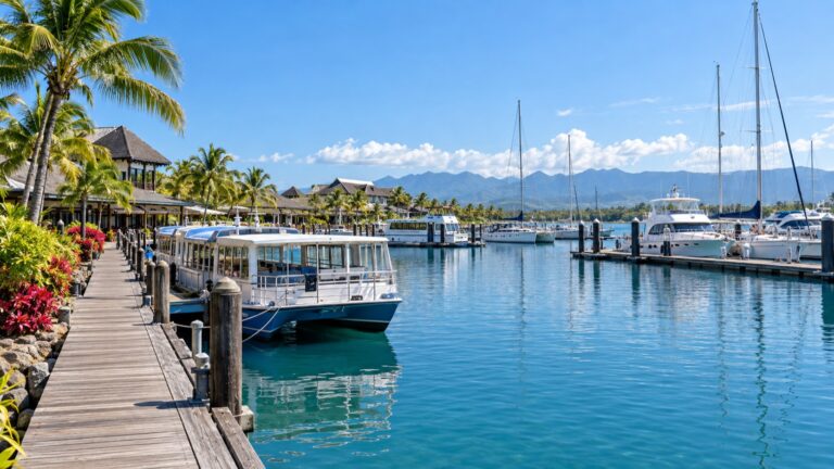 Day boats and yachts at Fiji’s Port Denarau Marina