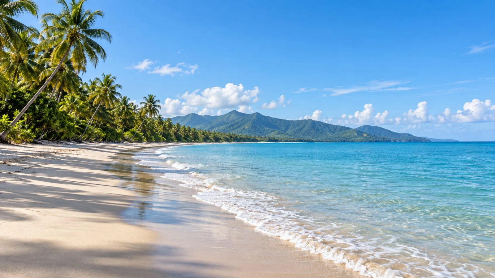 Empty Four Mile Beach beside the Coral Sea at Port Douglas
