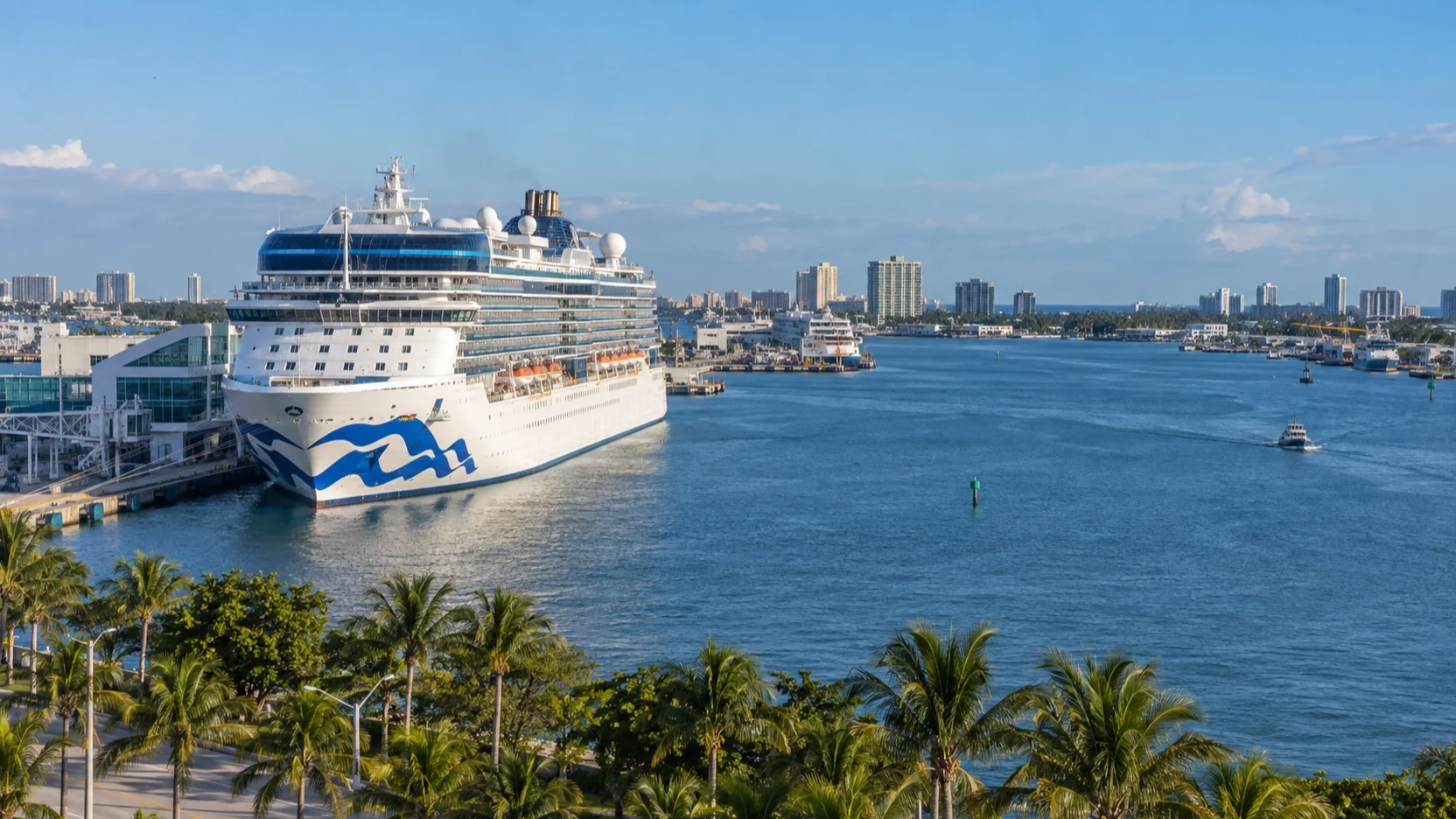 Cruise ship docked at Port Everglades in Fort Lauderdale
