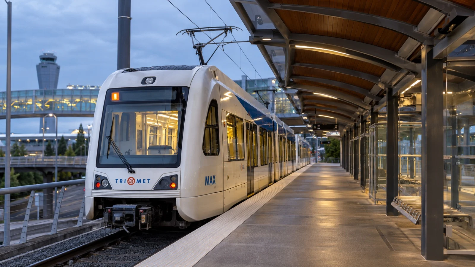 MAX light rail connection from Portland airport to city