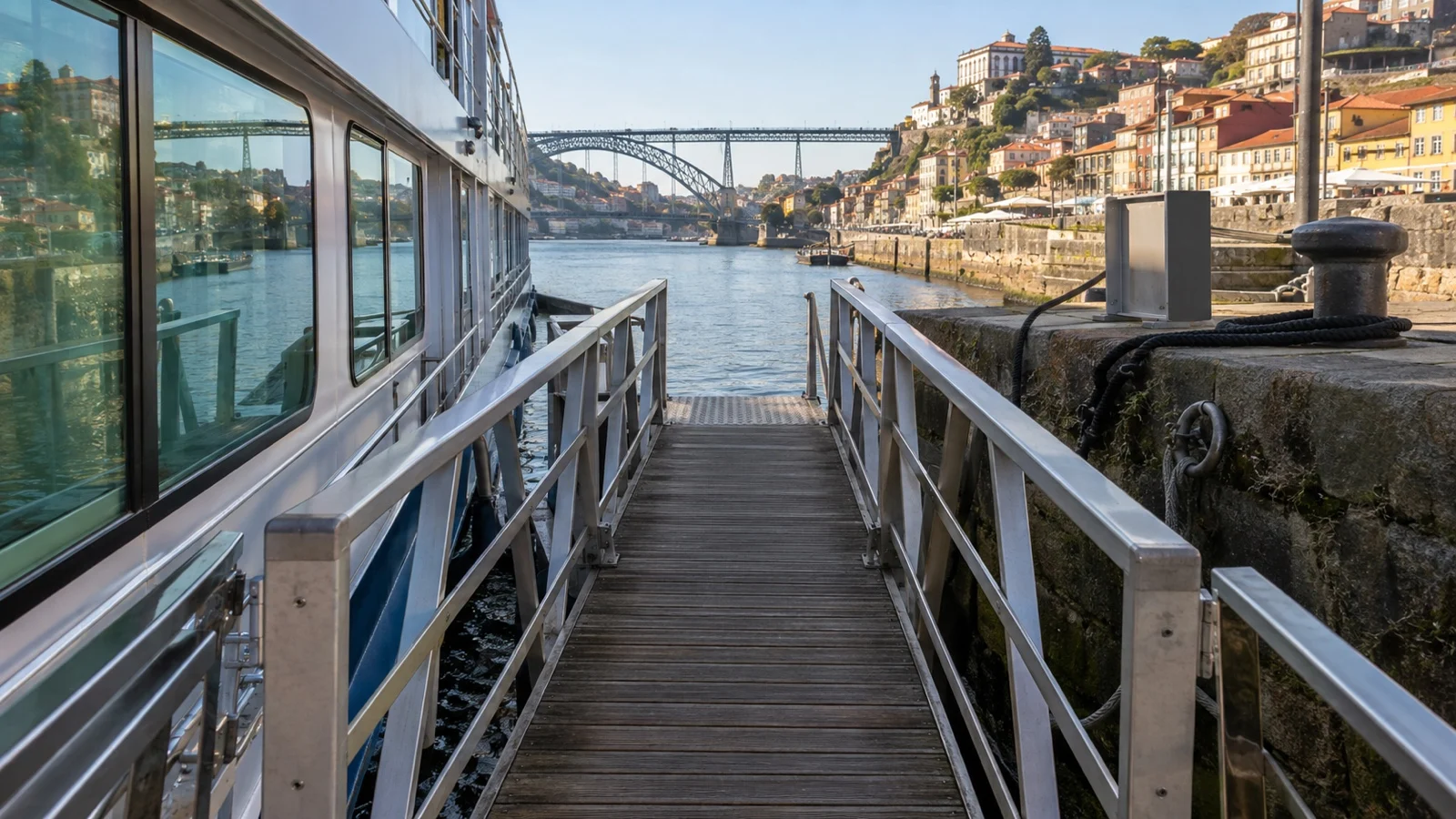 River cruise gangway at Porto Gaia quay