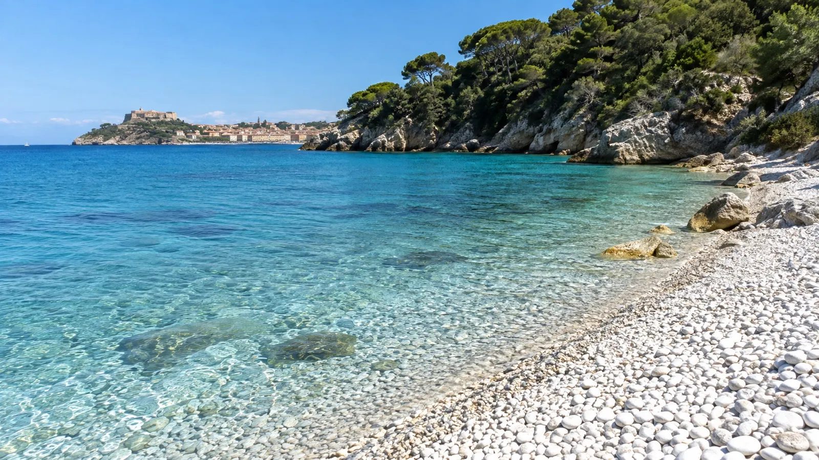 Clear-water beach near Portoferraio Elba