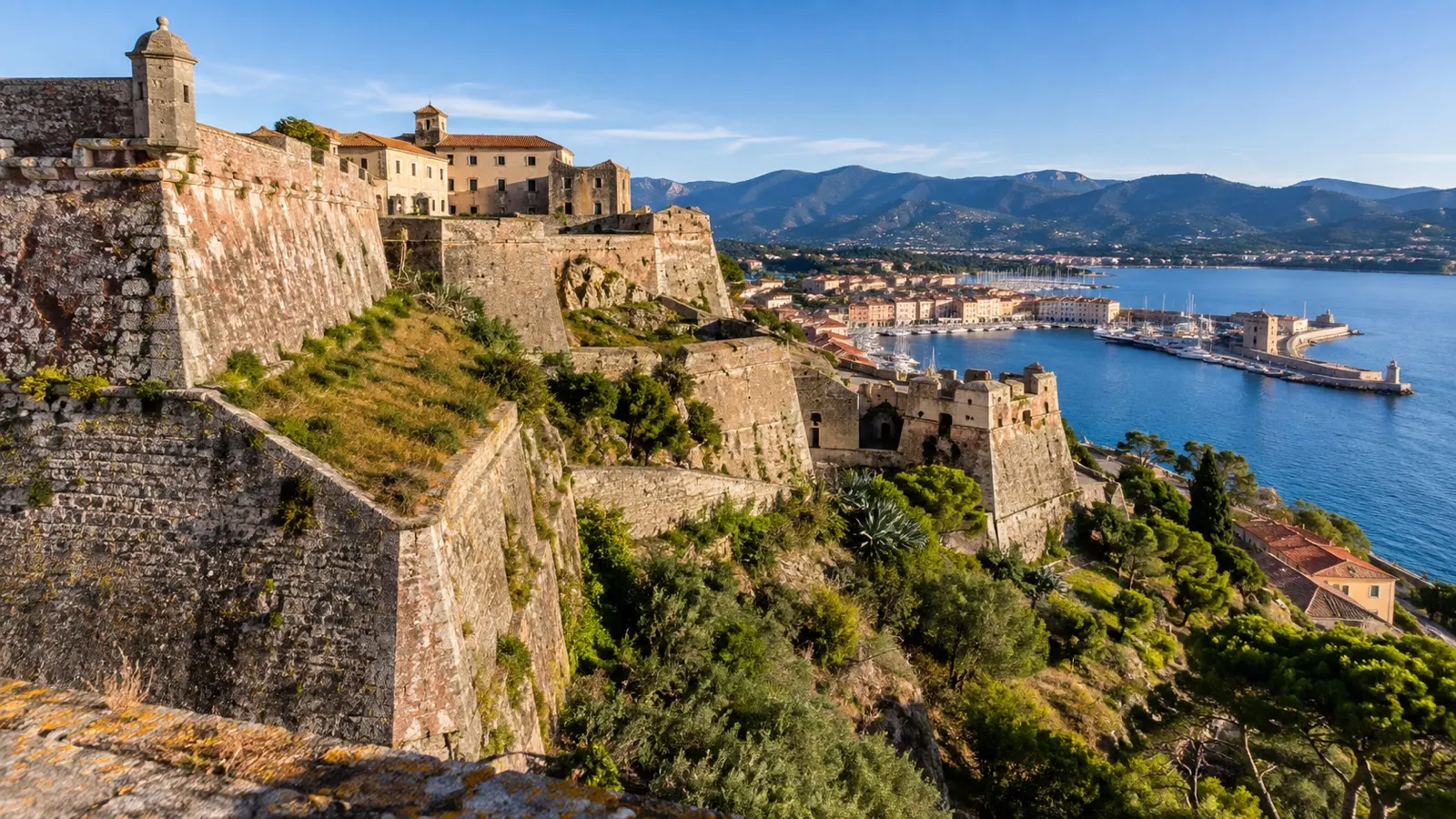 Medici fortifications above Portoferraio harbor