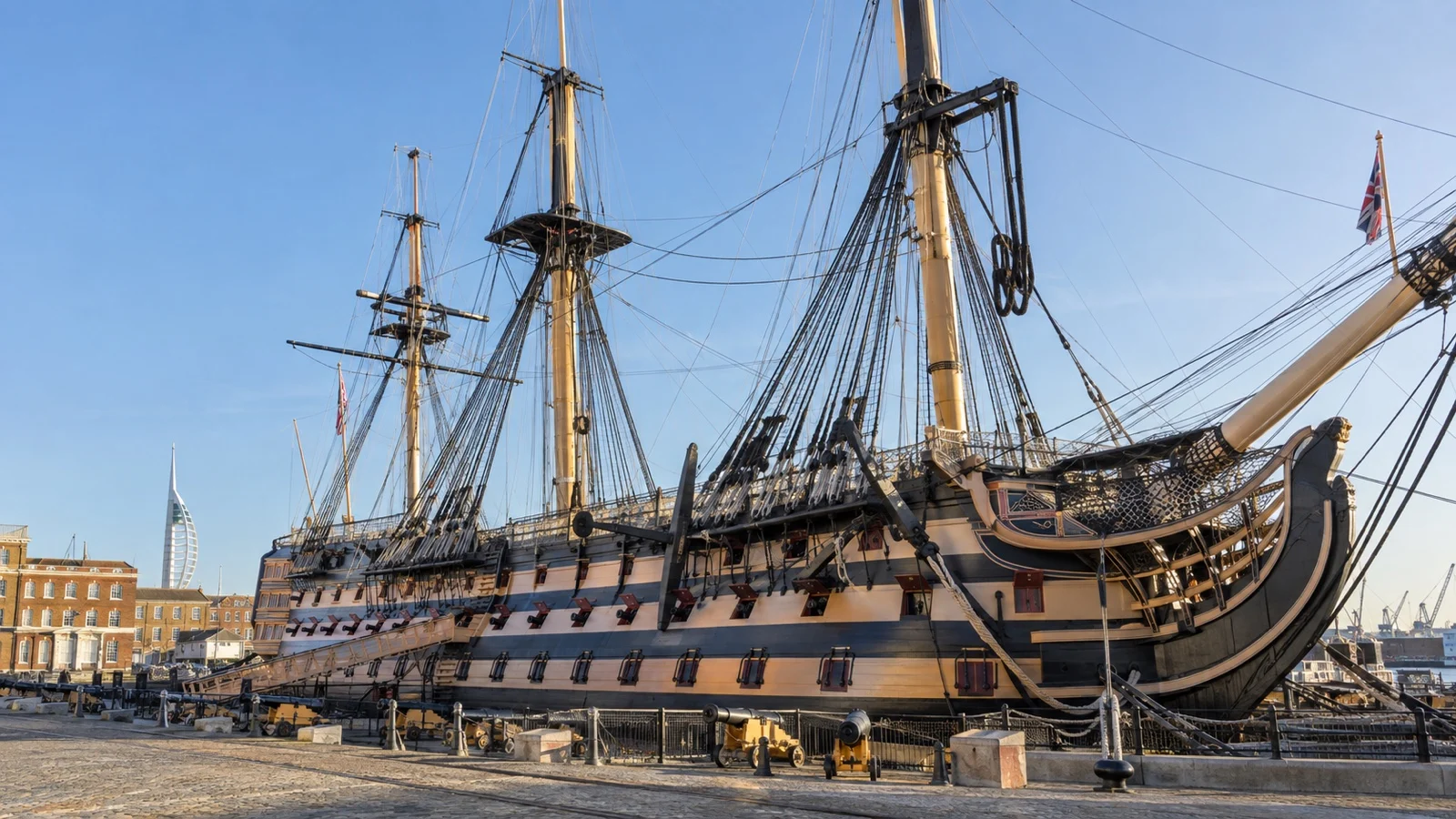 HMS Victory with masts and rigging at Portsmouth Historic Dockyard