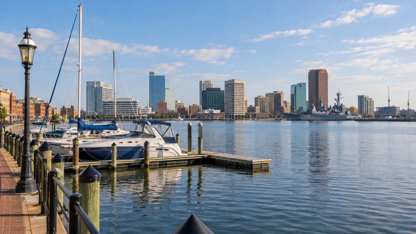 Portsmouth waterfront across from Norfolk Virginia