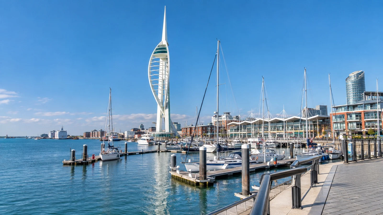 Spinnaker Tower above the marina at Gunwharf Quays