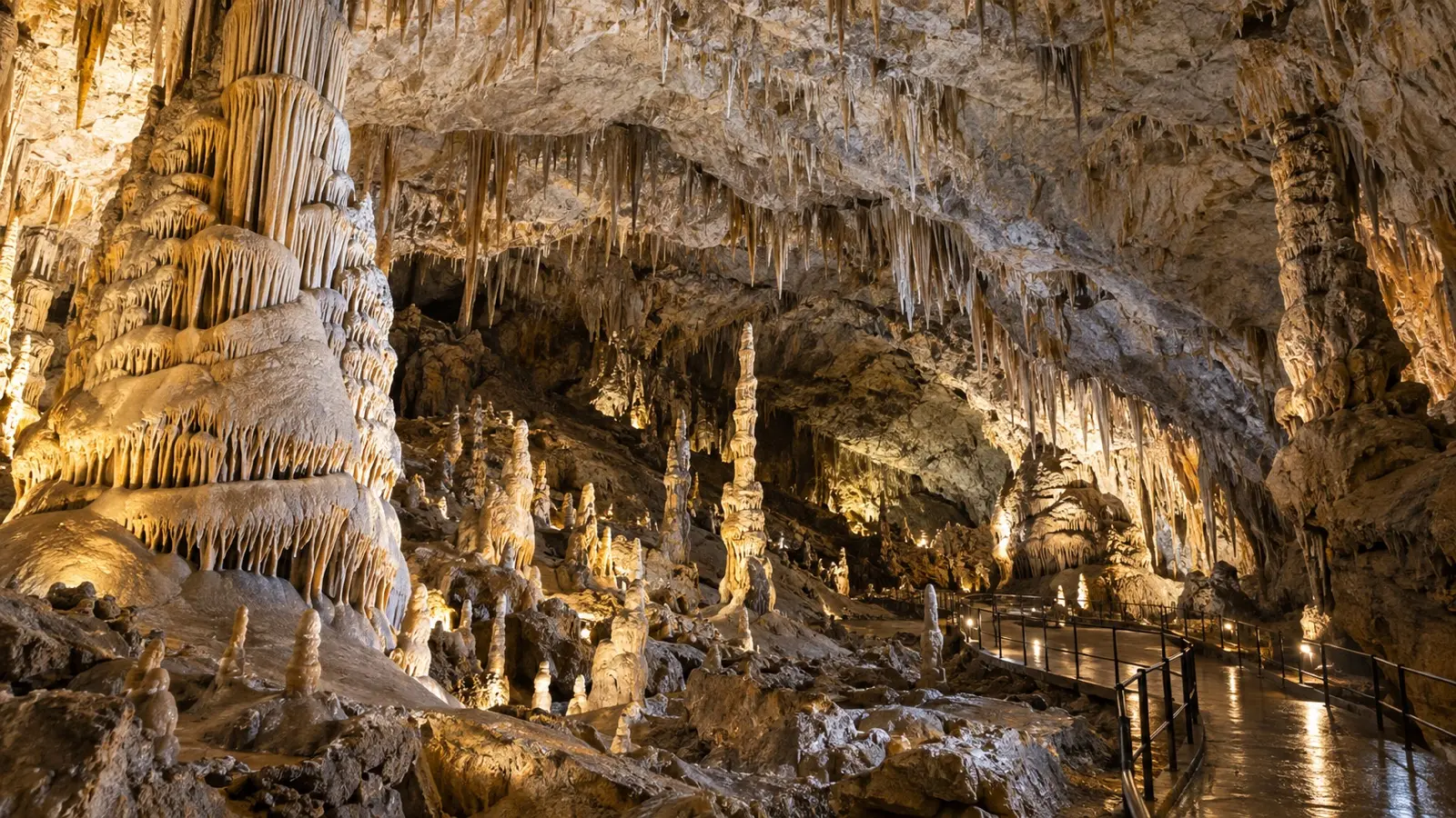 Limestone formations inside Postojna Cave