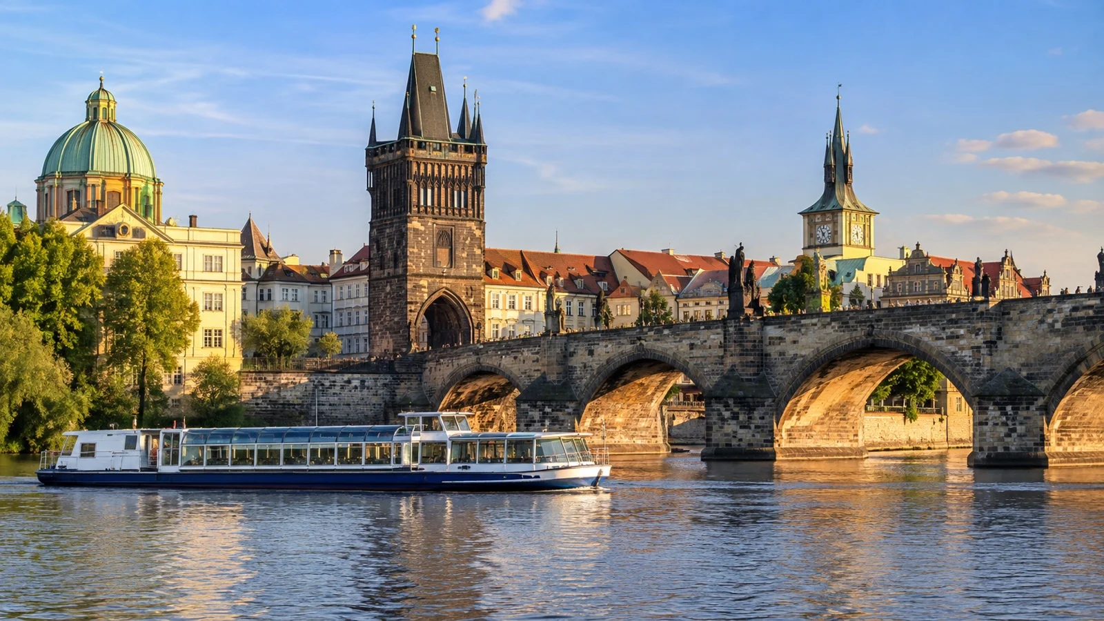 Prague Vltava waterfront near possible river berth