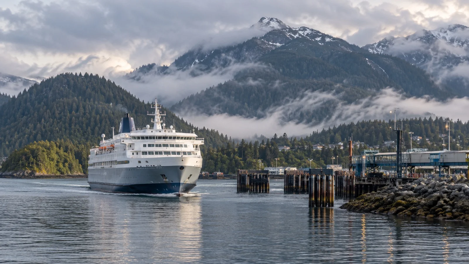 Ferry arriving at Prince Rupert British Columbia