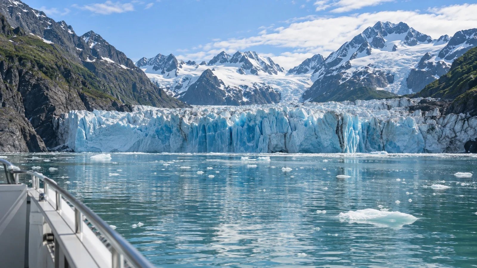 Tidewater glacier and icebergs on Prince William Sound near Valdez