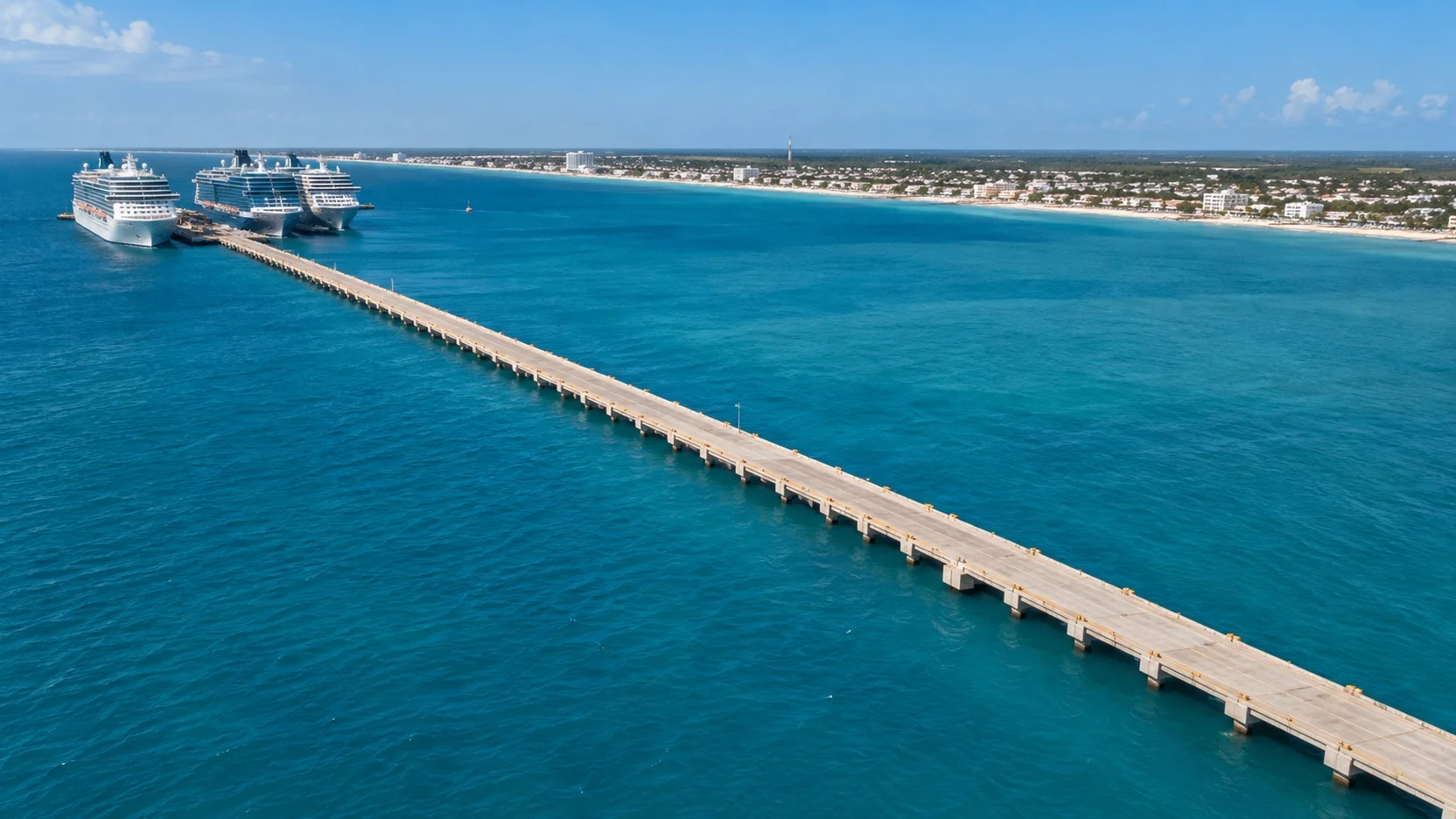 The long Progreso pier extending into the Gulf of Mexico