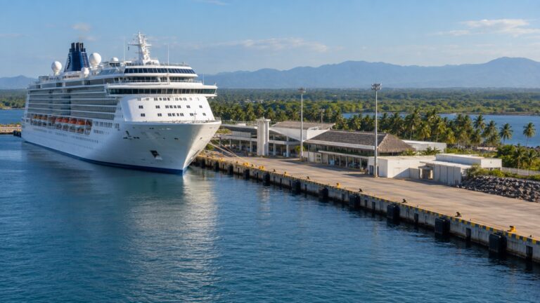 Cruise ship at Puerto Chiapas terminal in Mexico
