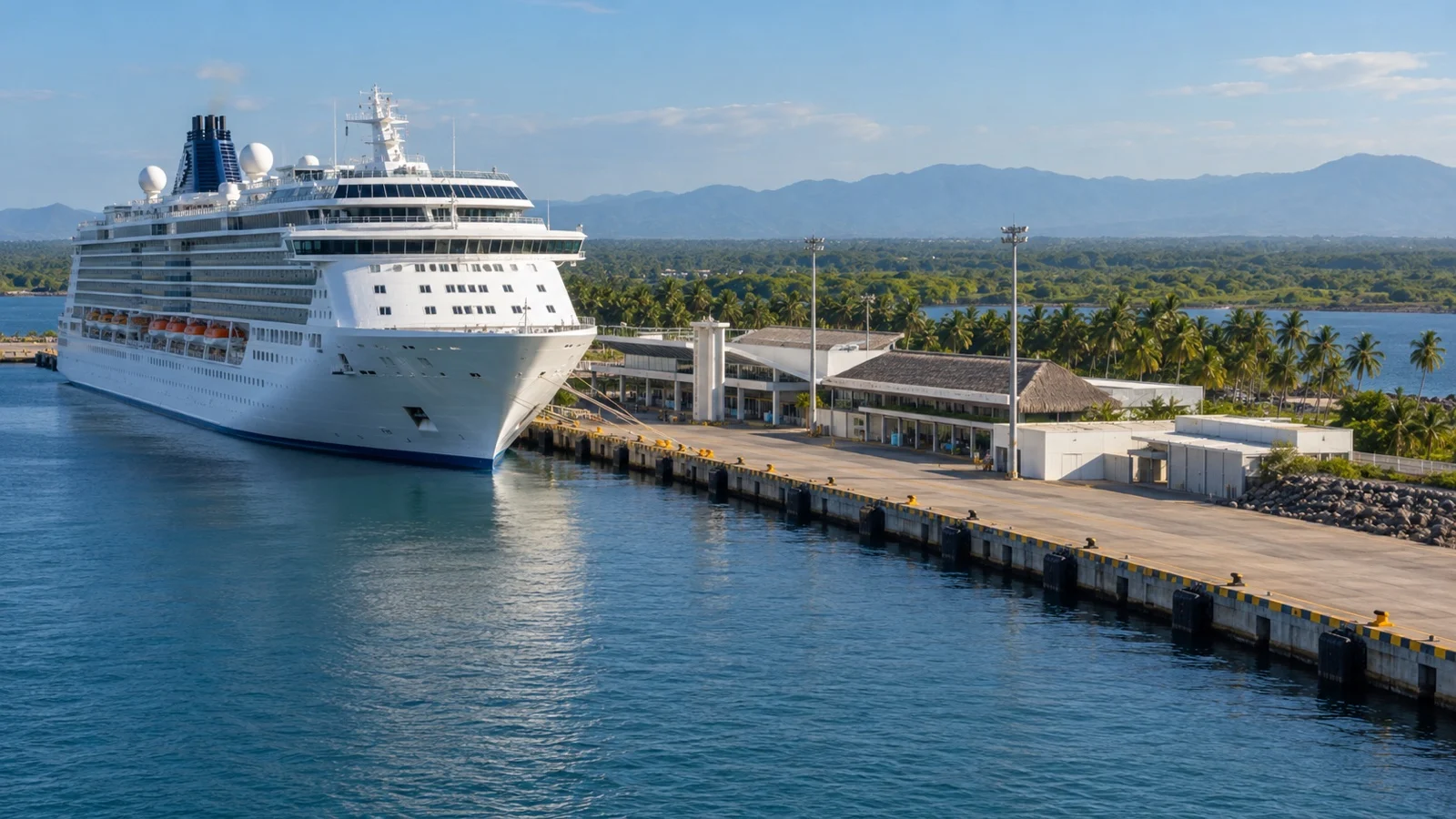Cruise ship at Puerto Chiapas terminal in Mexico