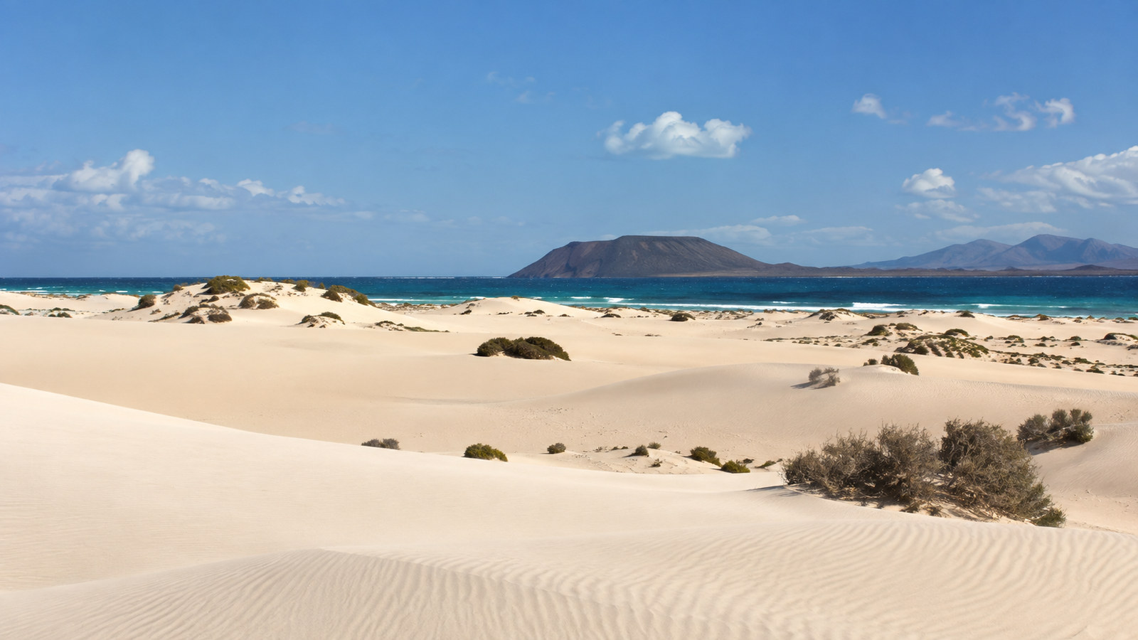 Pale sand dunes at Corralejo Natural Park on Fuerteventura