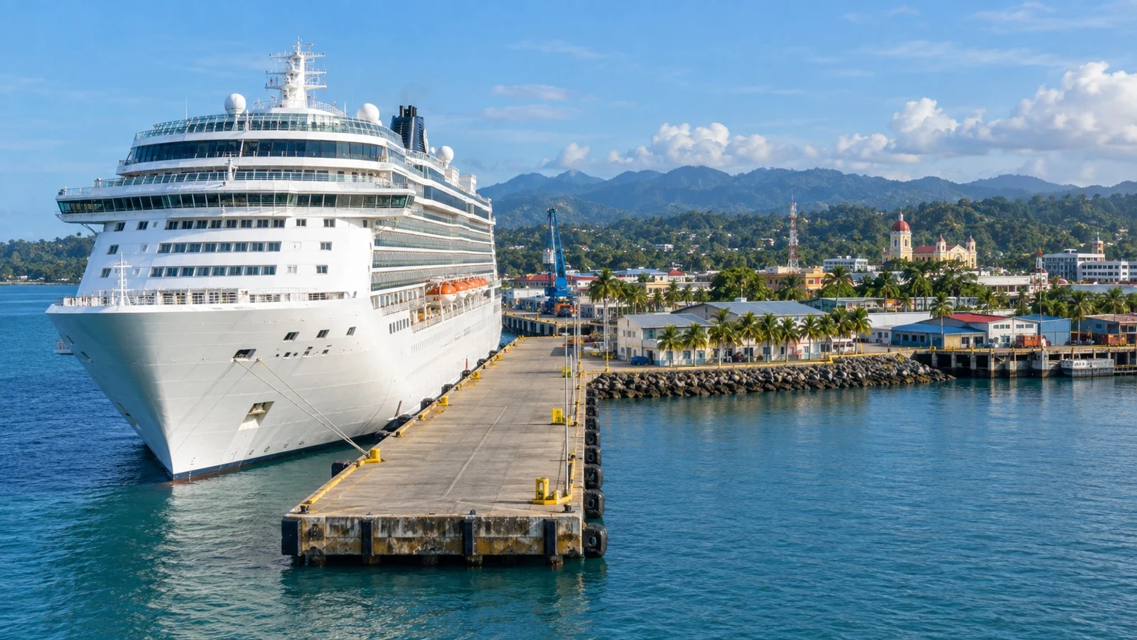 Cruise ship at Puerto Limón’s Hernán Garrón pier on the Caribbean coast
