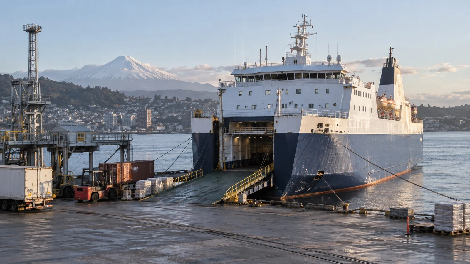 Working ferry at Puerto Montt terminal
