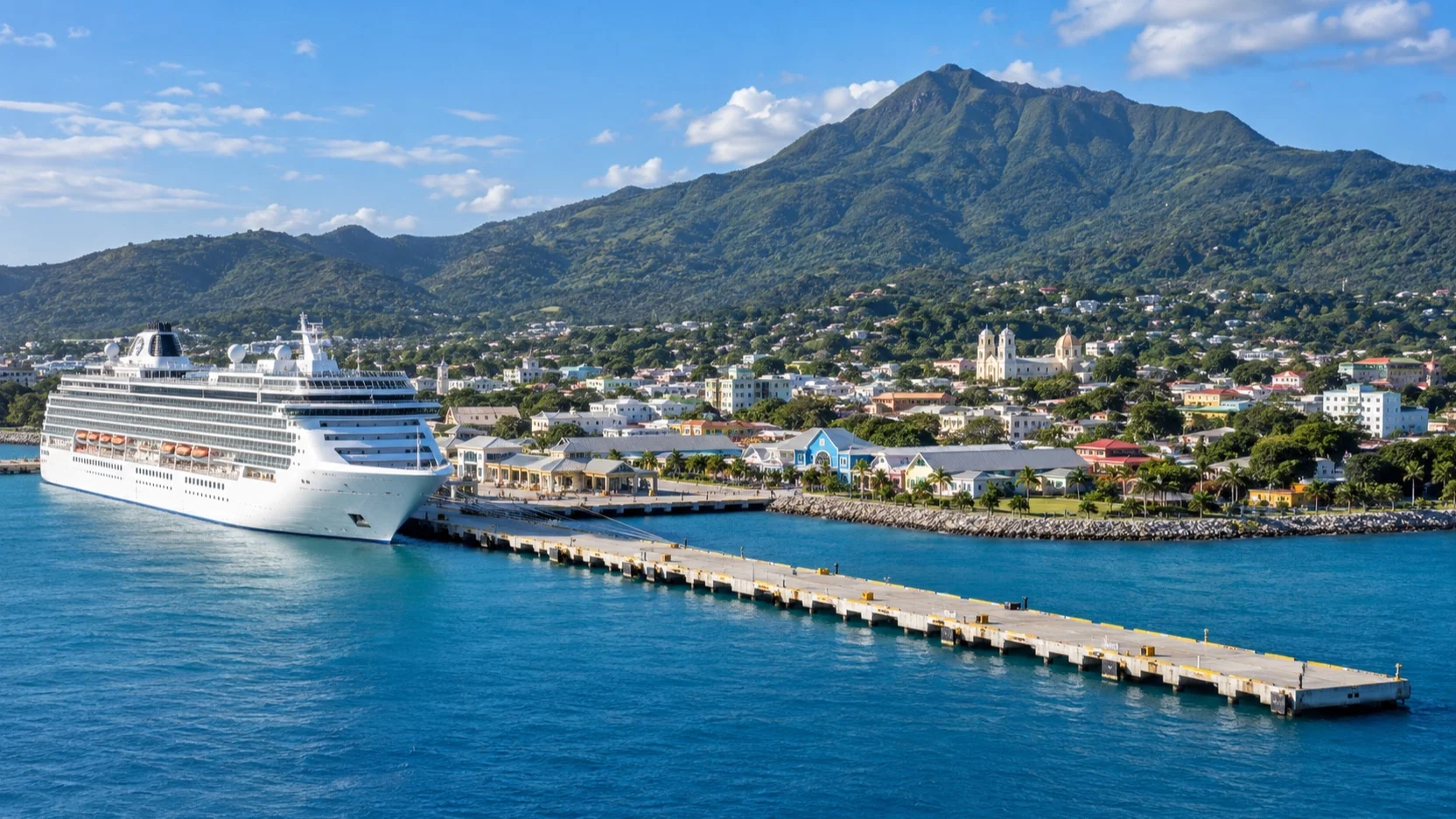 Cruise ship at Taíno Bay beside downtown Puerto Plata