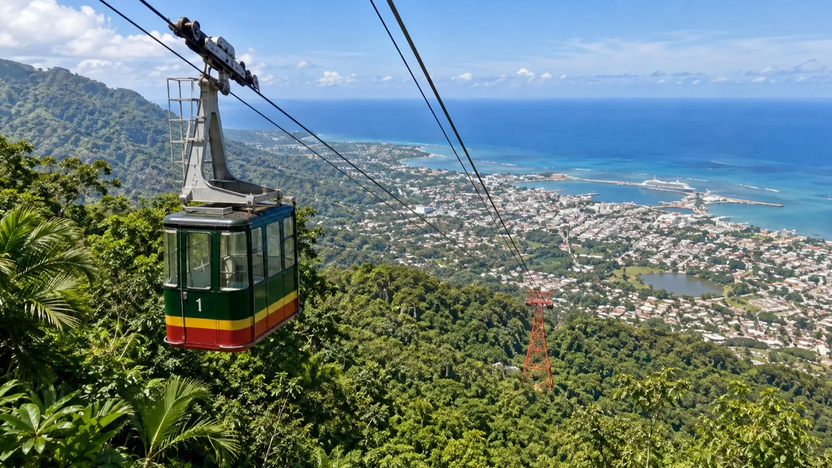 Cable car above Isabel de Torres overlooking Puerto Plata