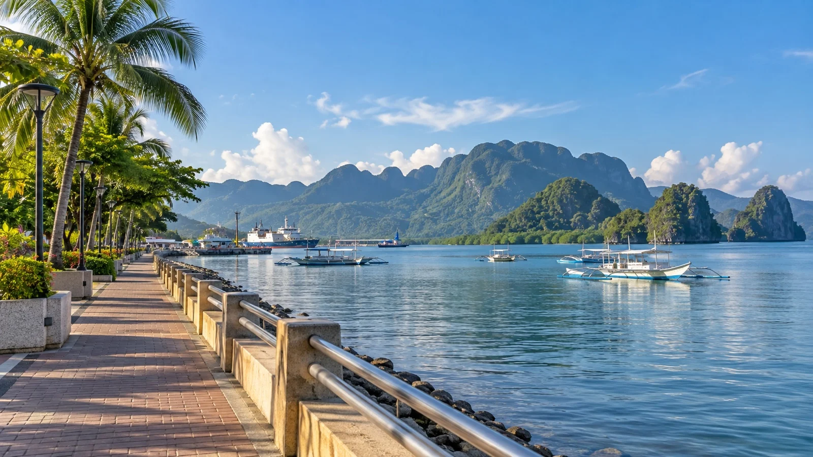 Waterfront promenade at Puerto Princesa Baywalk
