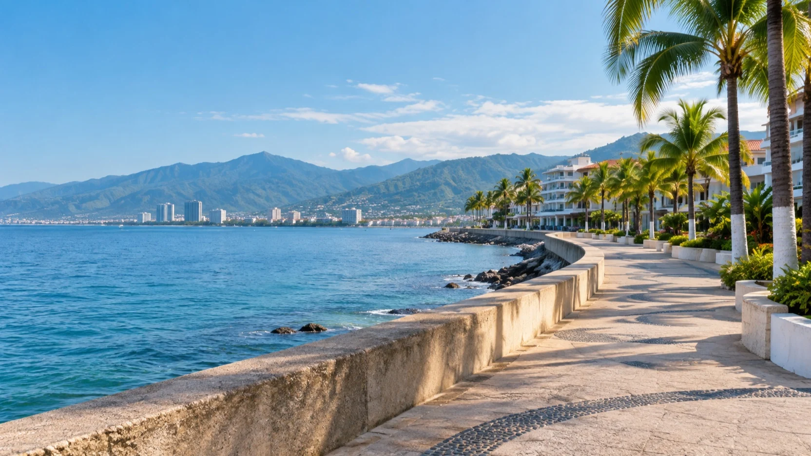 The Pacific coastline and mountains around Banderas Bay