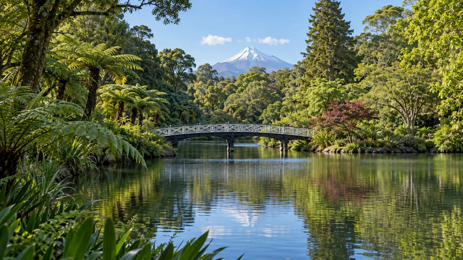 Lake and gardens in Pukekura Park, New Plymouth