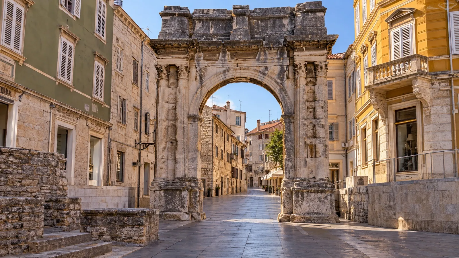 Roman Arch of the Sergii on a Pula street