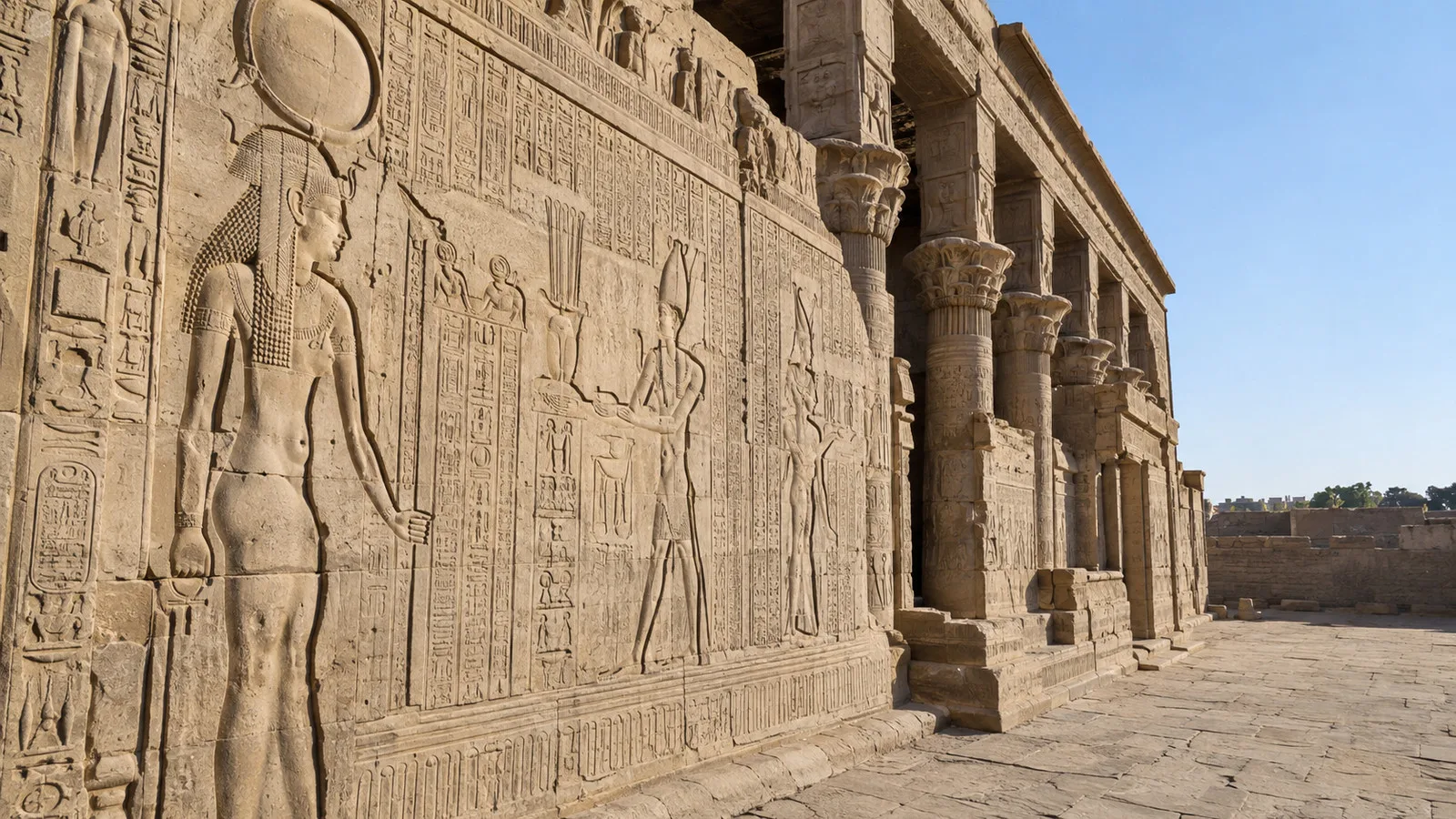 Stone reliefs at Dendera temple
