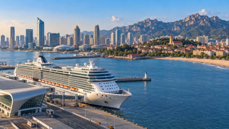 Cruise ship at Qingdao International Cruise Home Port