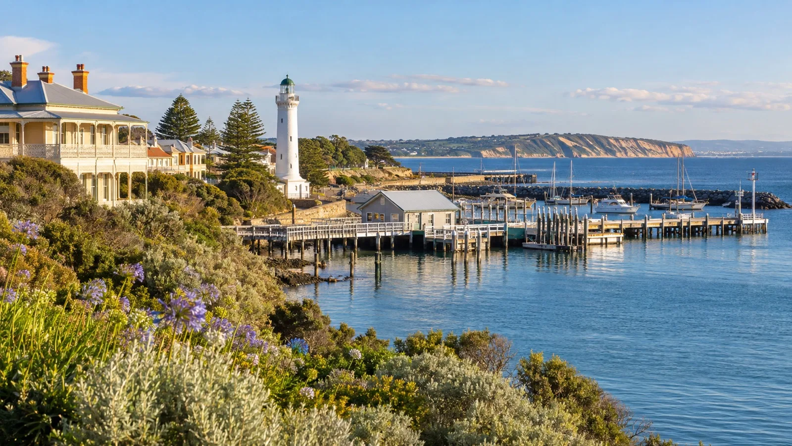 Historic Queenscliff seaside town on Bellarine Peninsula