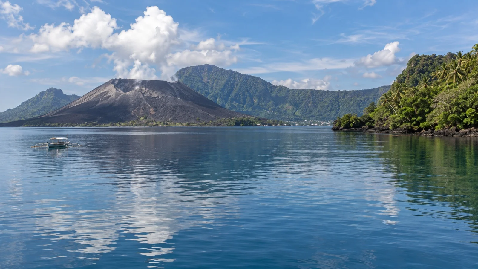 Volcanic island scenery around Rabaul harbor