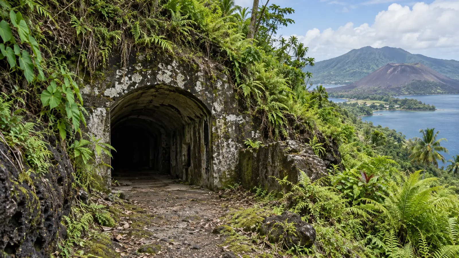 Historic World War II tunnel entrance near Rabaul