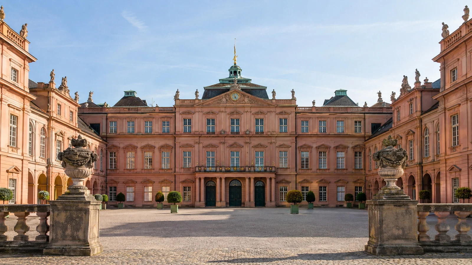 Residenzschloss Rastatt Germany Baroque palace red ochre facade and grand central courtyard, no people